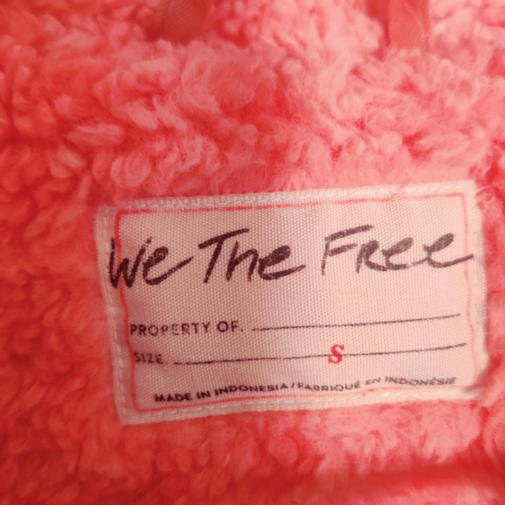 EUC Free People We The Free Pink Teddy Sherpa Jacket Small - Picture 4 of 4